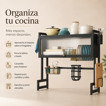 Escurridor de Platos en Acero Inoxidable Sobre Fregadero - instalado