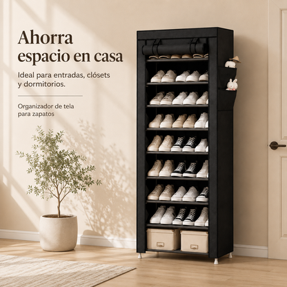 Zapatero de Tela Antipolvo 9 Niveles - organizado con zapatos
