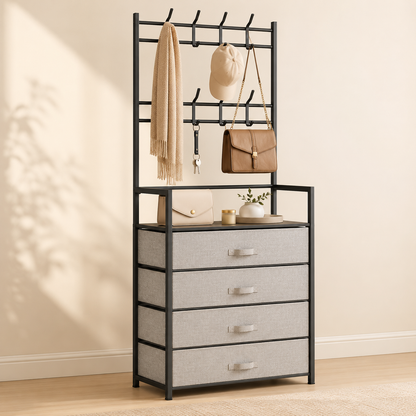 Mueble Organizador con 4 Cajones y Perchero
