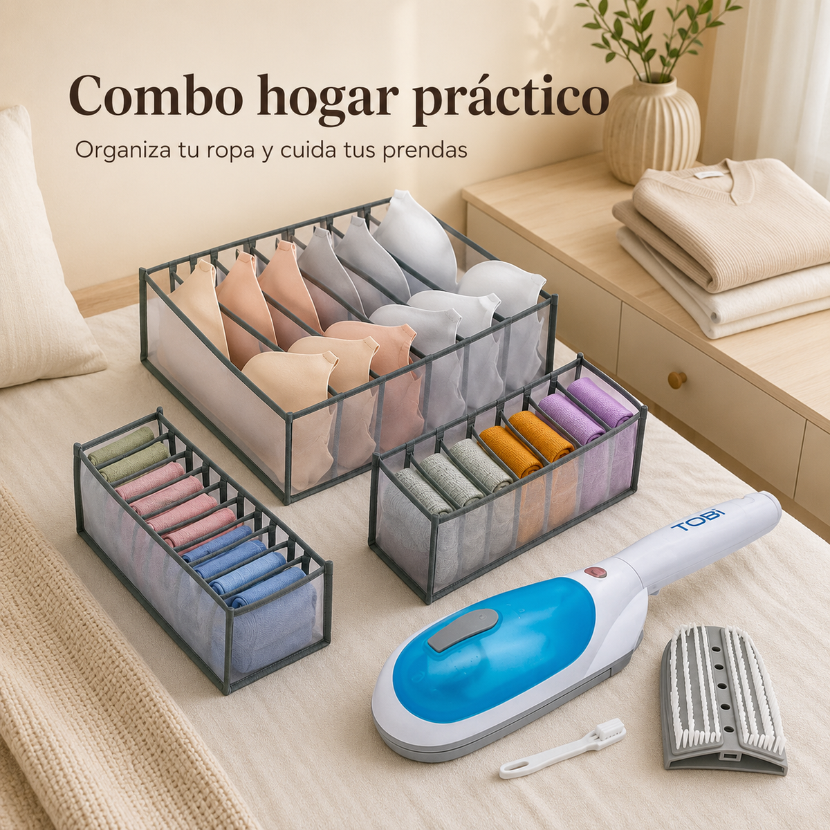 Kit Organizador de Cajones + Plancha Portátil de Vapor