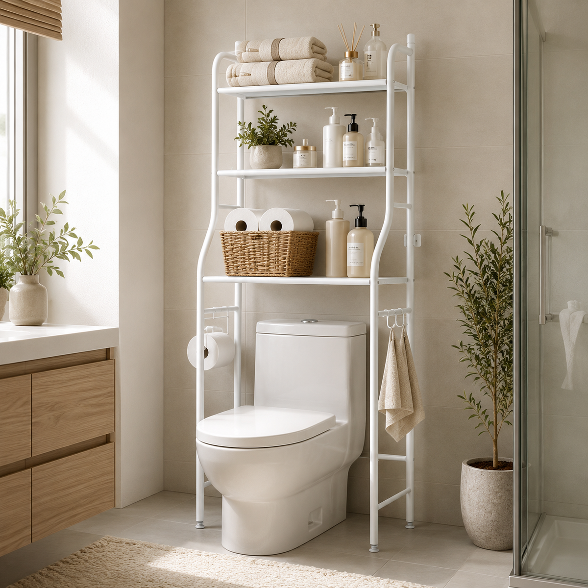 Organizador Vertical Sobre Inodoro Multinivel - instalado en el baño