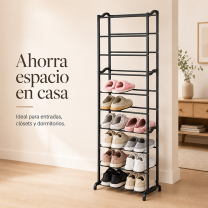 Zapatero Metálico 10 Niveles para 30 Pares - medidas