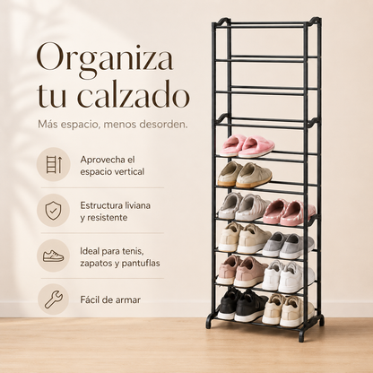 Zapatero Metálico 10 Niveles para 30 Pares - detalle