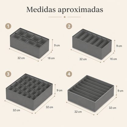 Set x4 Organizadores de Cajones para Ropa Interior - detalle